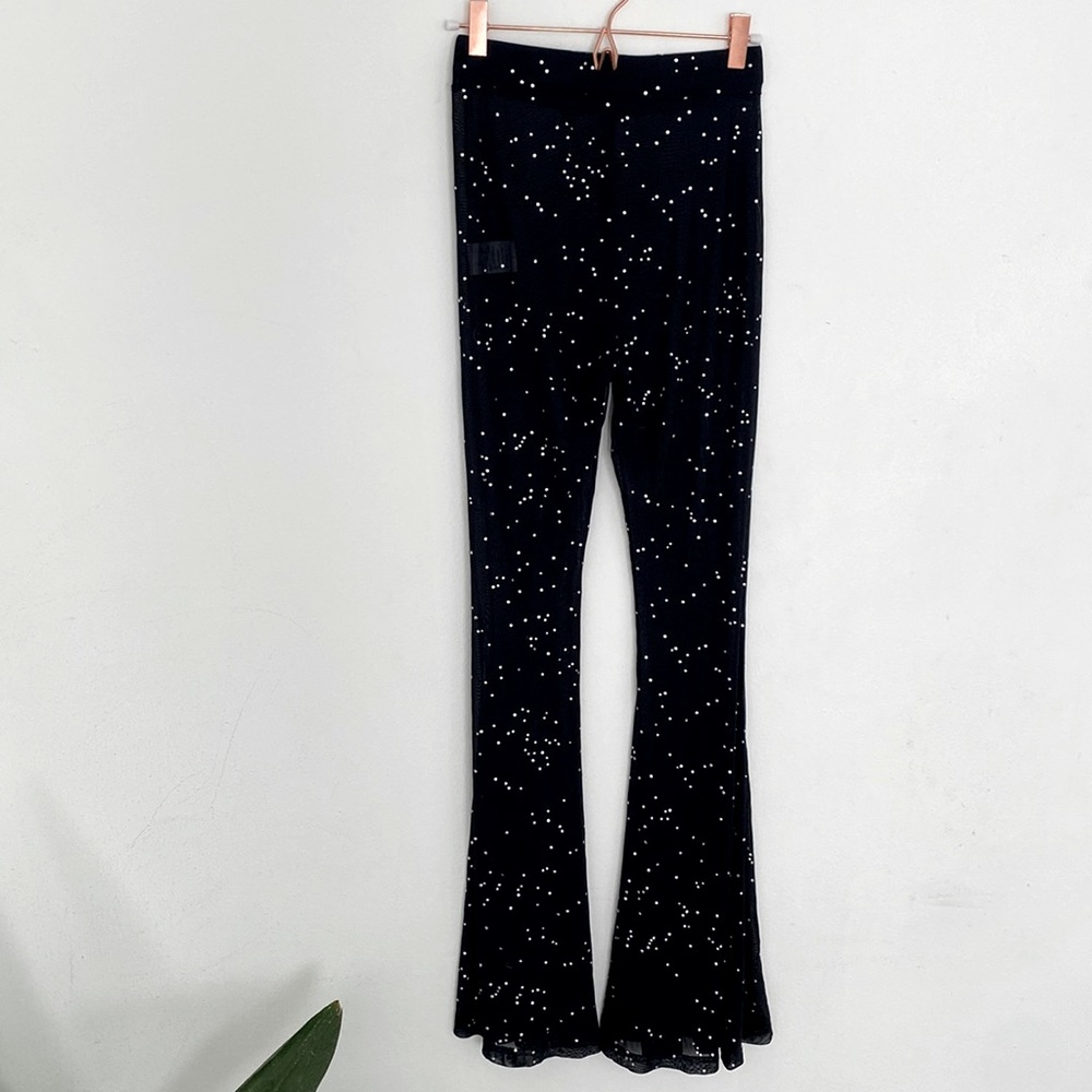Jumisee Mesh Sheer Pants Flared Bell Bottom Pants